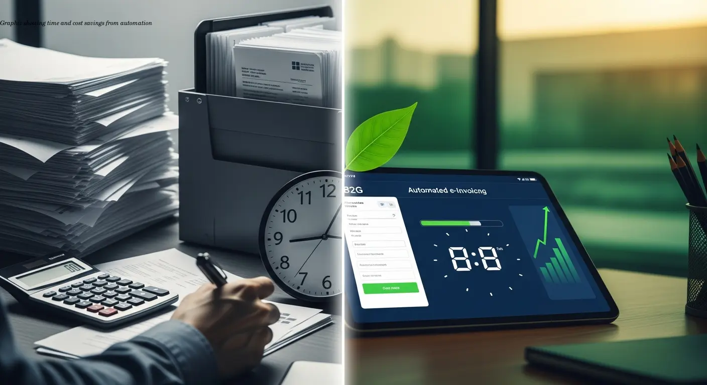 Graphic showing time and cost savings from automation