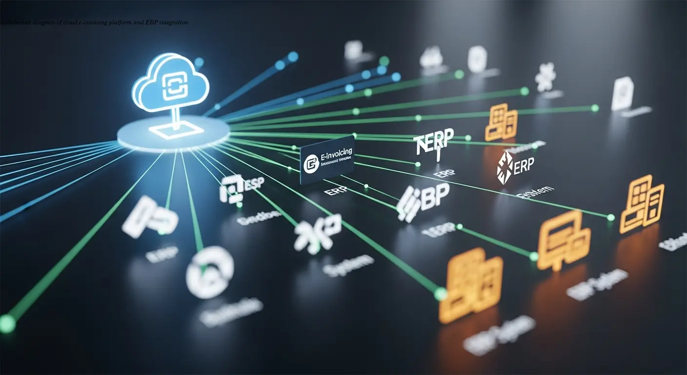 Architecture diagram of cloud e-invoicing platform and ERP integration