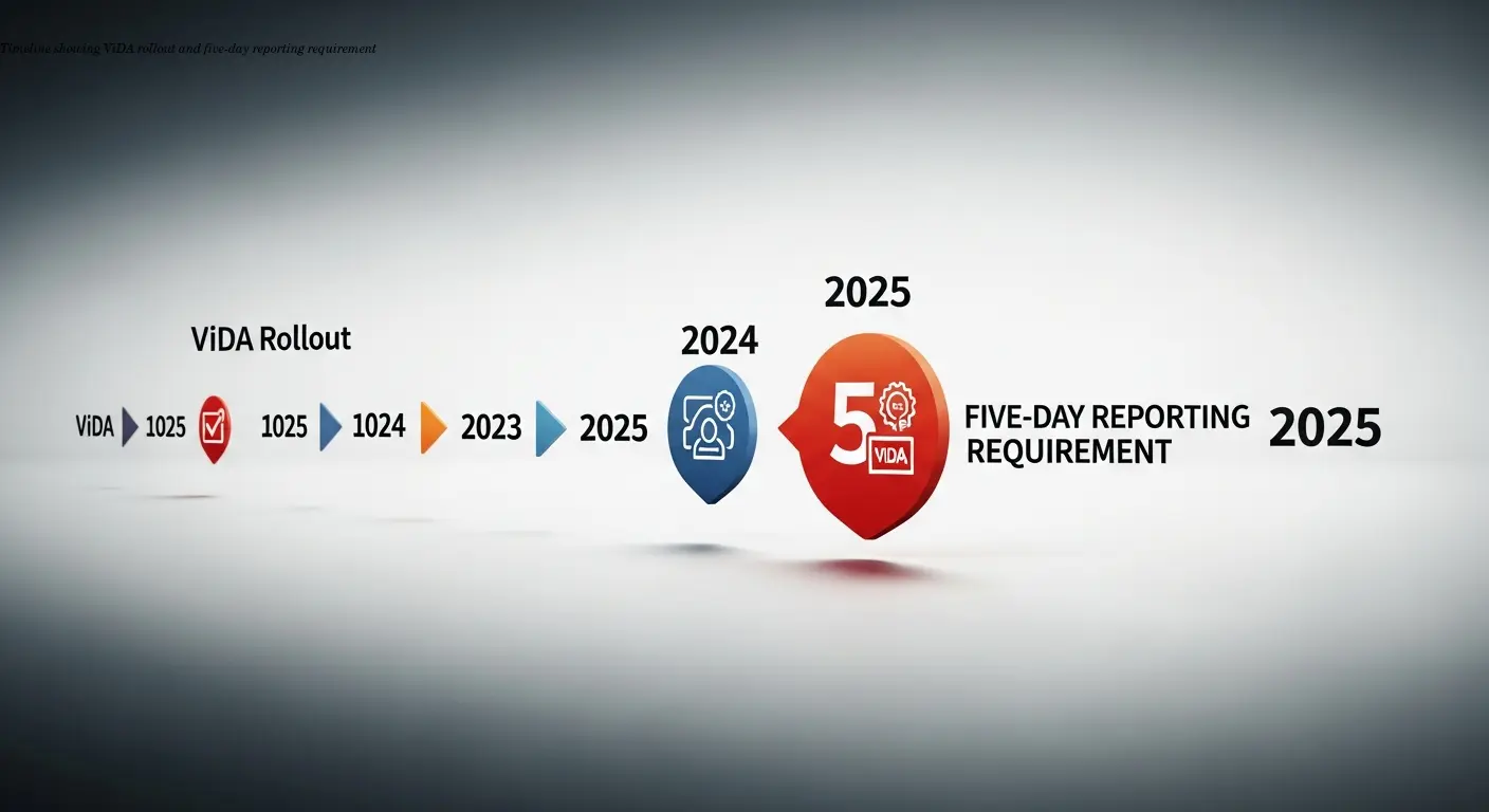Timeline showing ViDA rollout and five-day reporting requirement