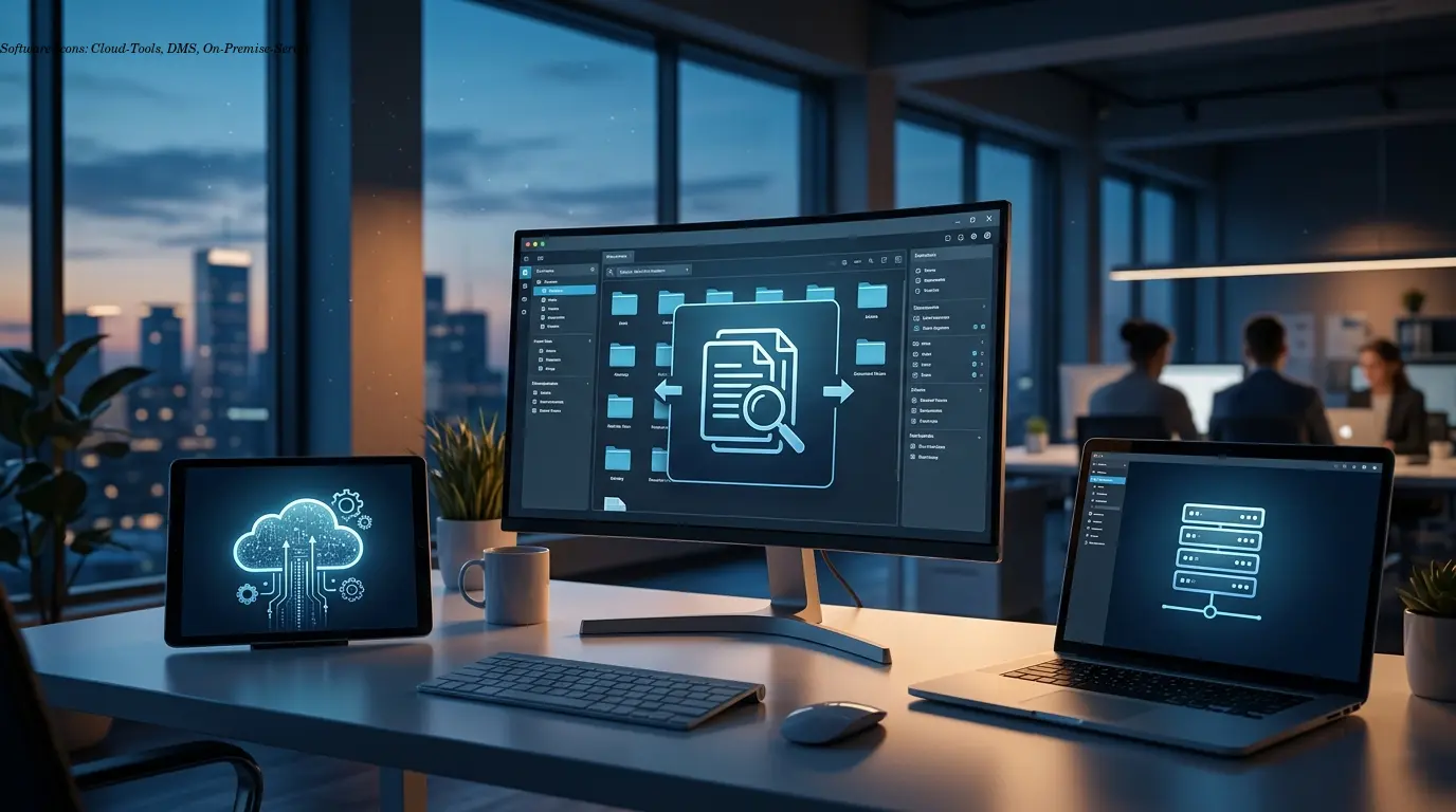 Software-Icons: Cloud-Tools, DMS, On-Premise-Server