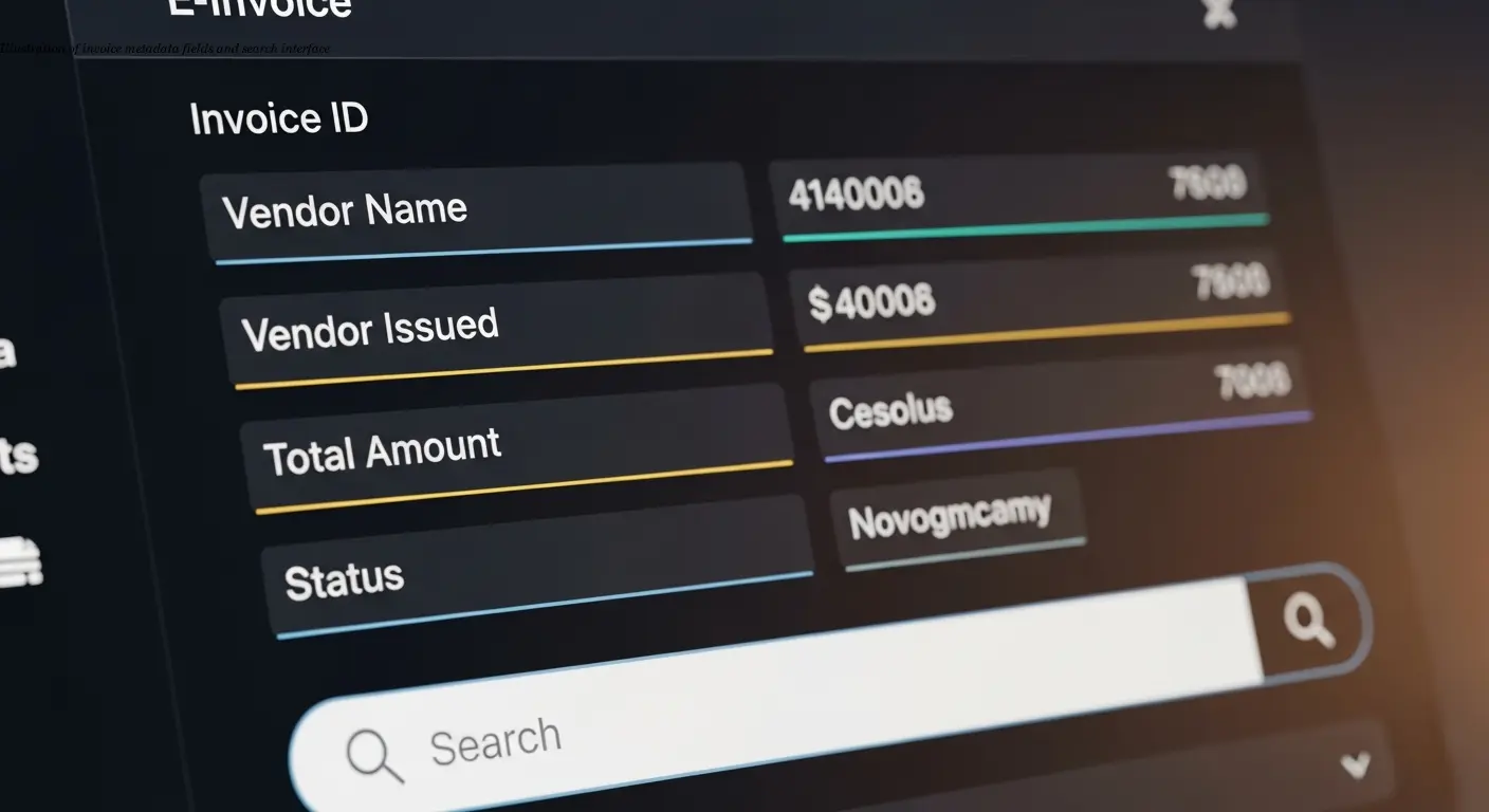 Illustration of invoice metadata fields and search interface