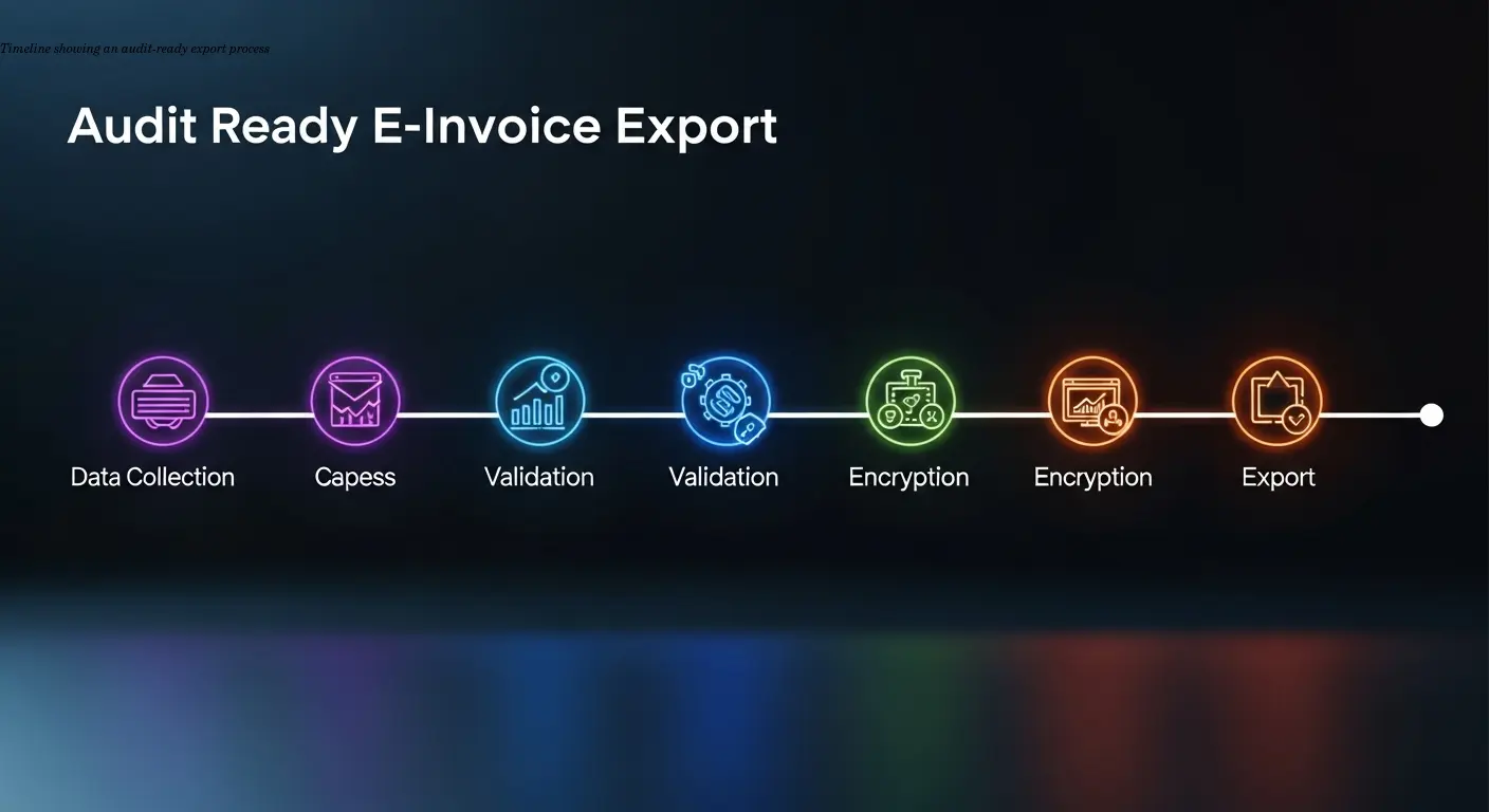 Timeline showing an audit-ready export process