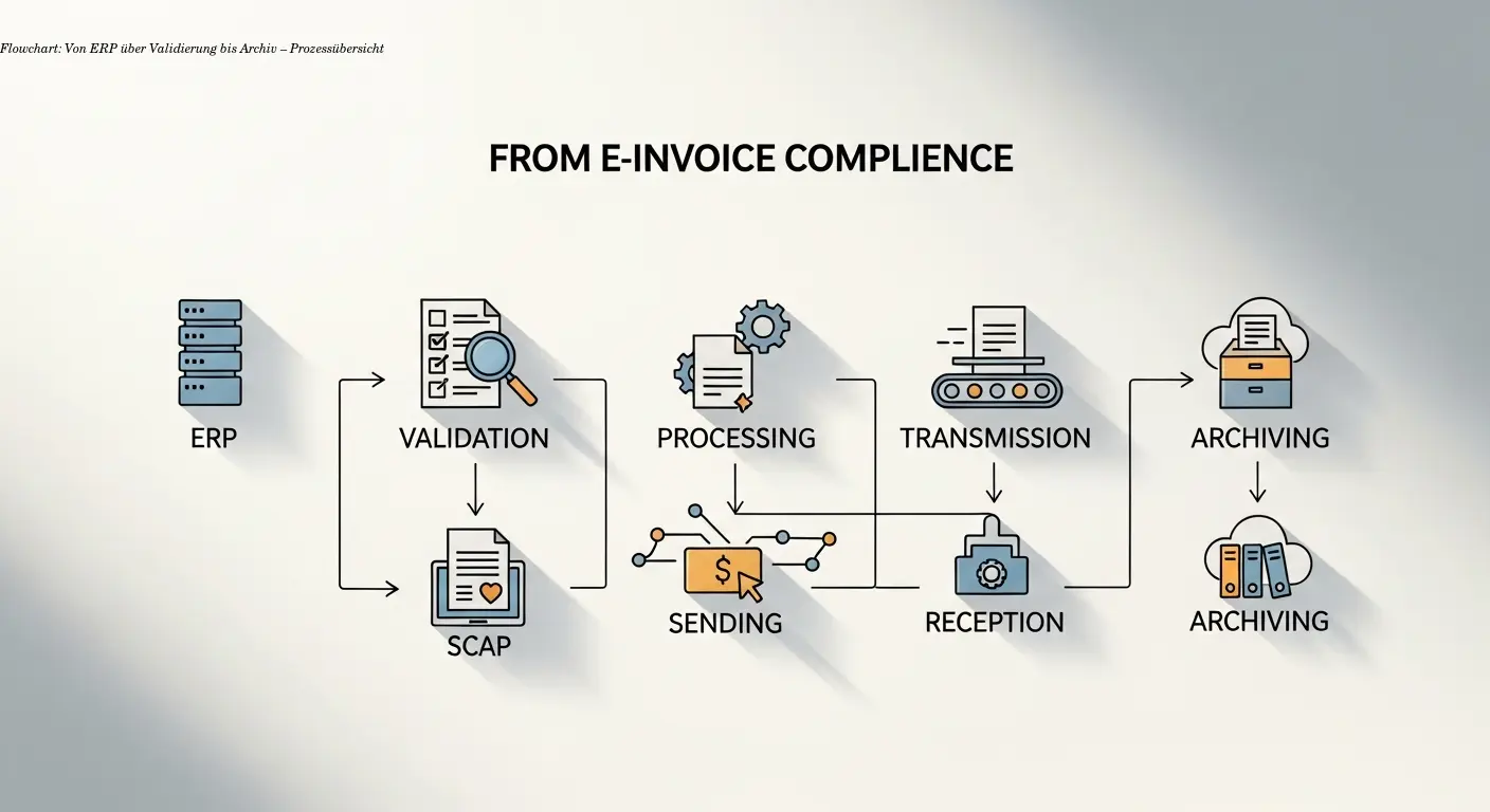 Flowchart: Von ERP über Validierung bis Archiv – Prozessübersicht