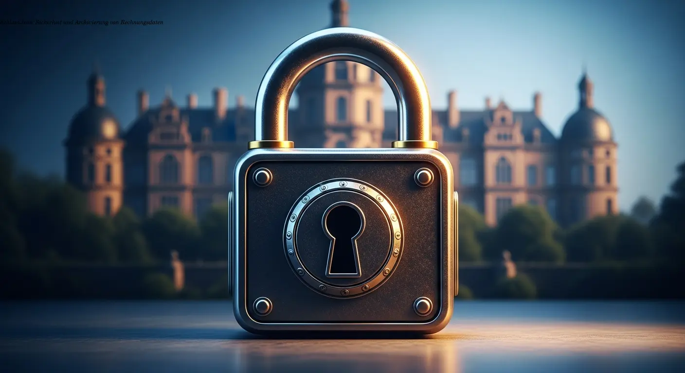 Schloss-Icon: Sicherheit und Archivierung von Rechnungsdaten