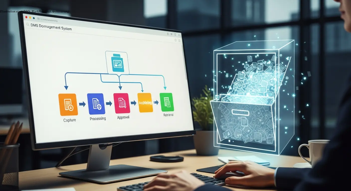 Illustration eines DMS-Workflows mit Archivierung