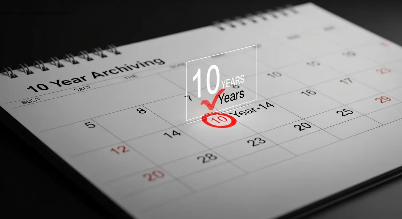 Kalender mit hervorgehobener 10-Jahres-Frist