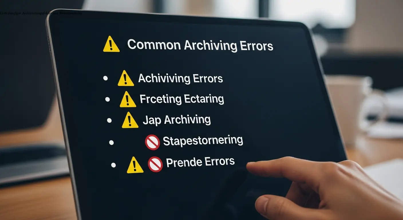 Liste häufiger Archivierungsfehler mit Warnsymbolen