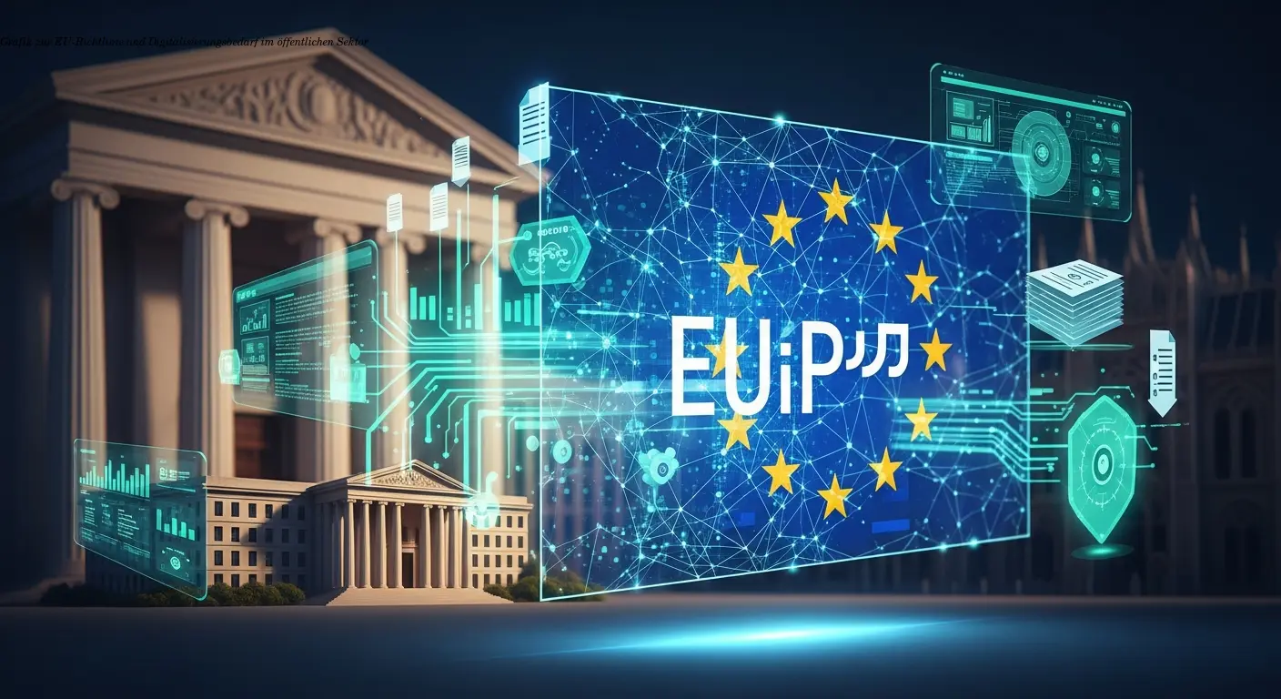 Grafik zur EU-Richtlinie und Digitalisierungsbedarf im öffentlichen Sektor