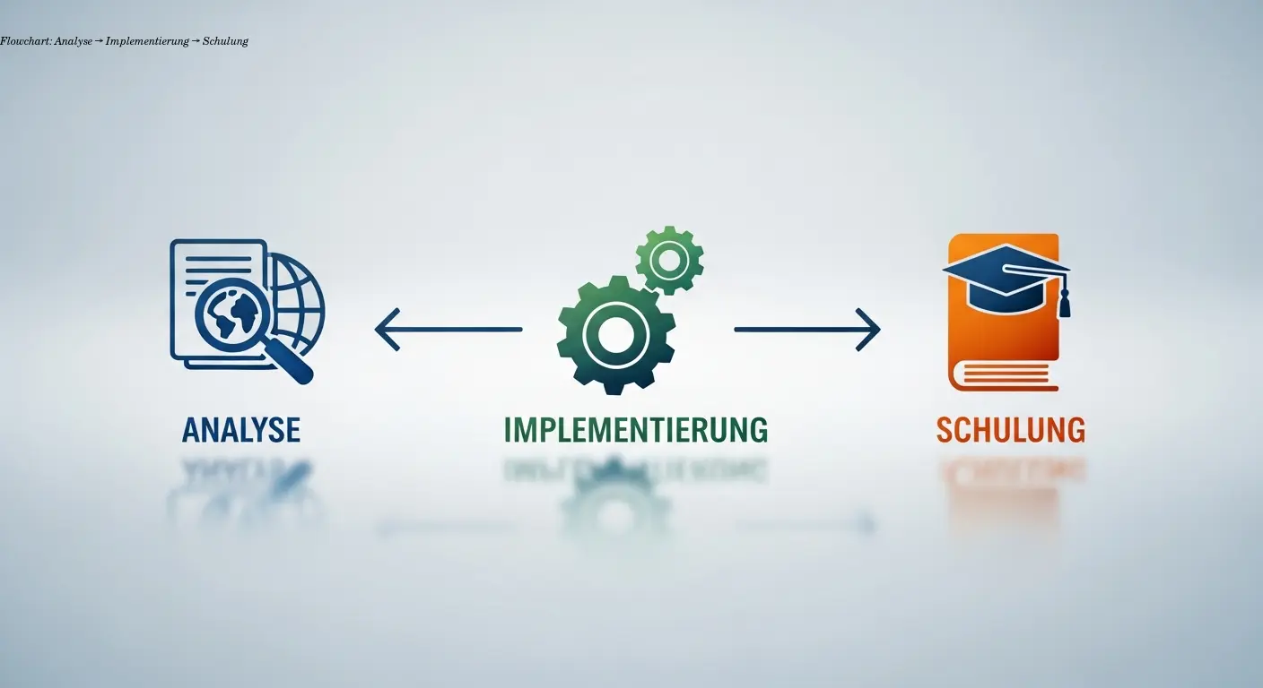 Flowchart: Analyse → Implementierung → Schulung