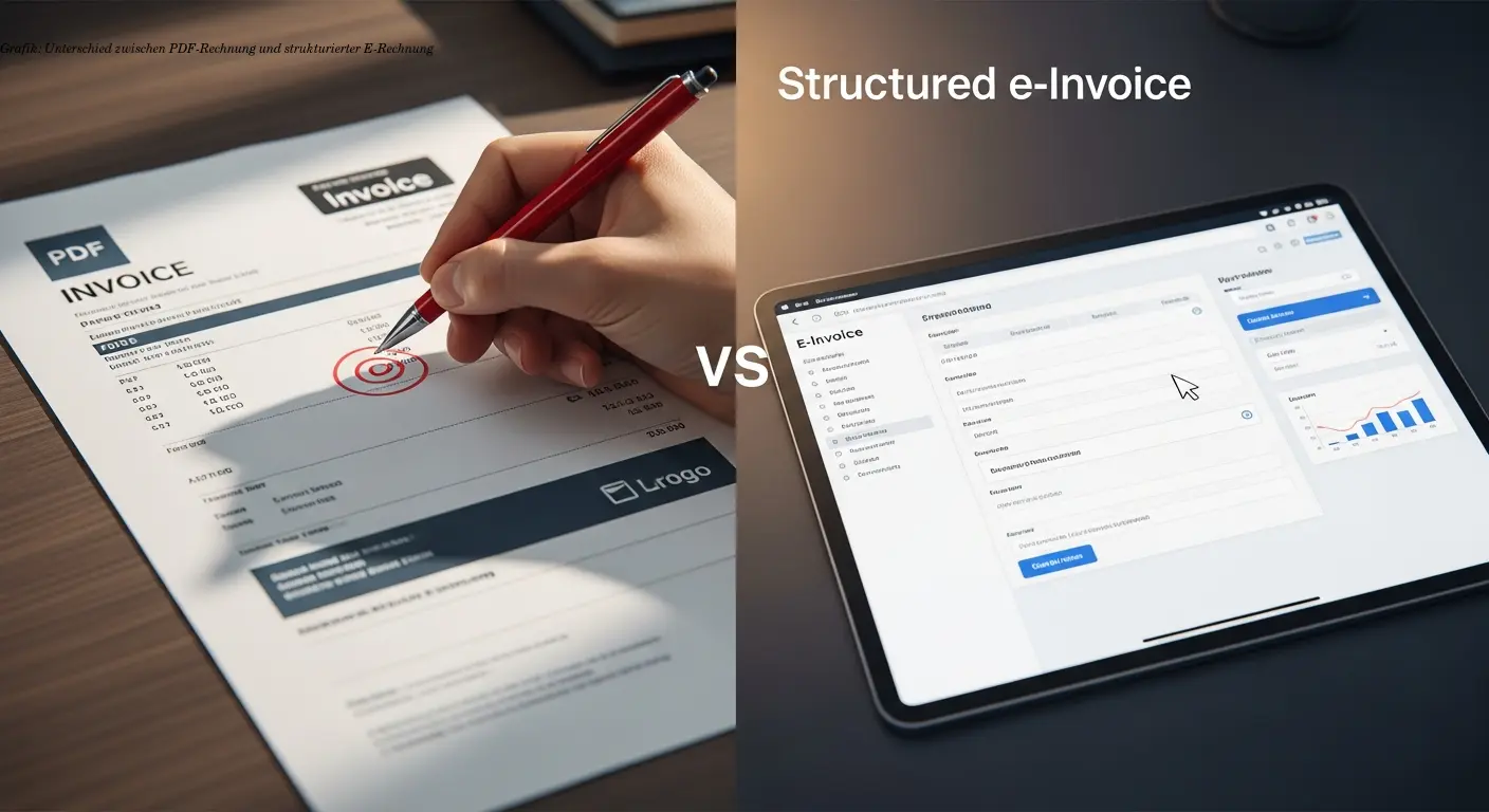 Grafik: Unterschied zwischen PDF-Rechnung und strukturierter E-Rechnung