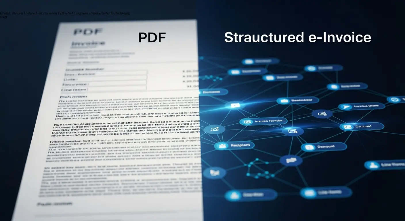 Grafik, die den Unterschied zwischen PDF-Rechnung und strukturierter E-Rechnung zeigt