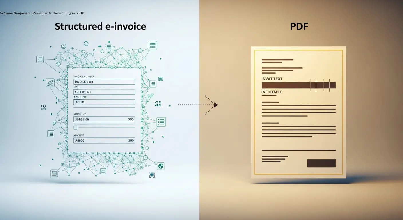Schema-Diagramm: strukturierte E-Rechnung vs. PDF