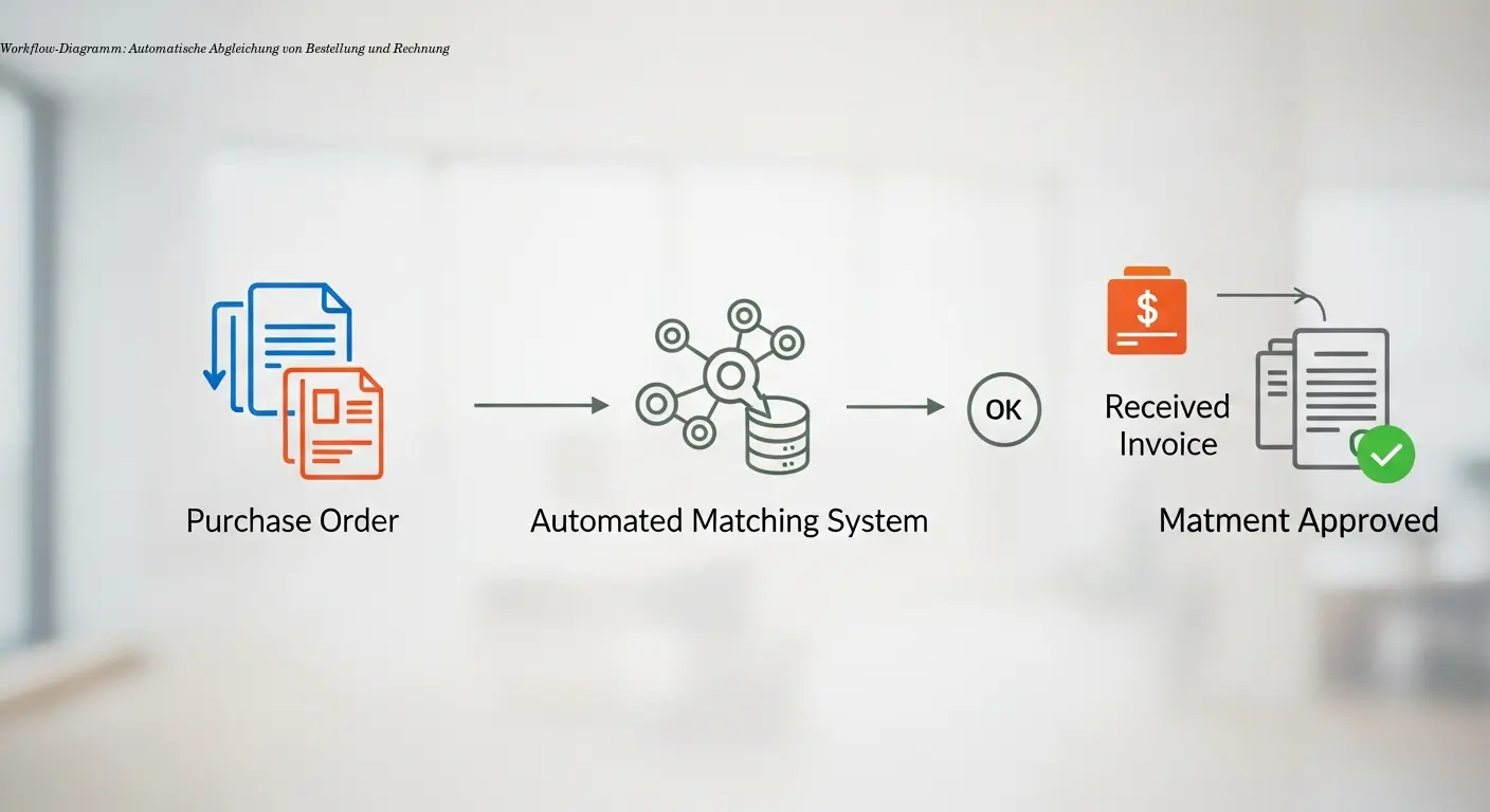 Workflow-Diagramm: Automatische Abgleichung von Bestellung und Rechnung