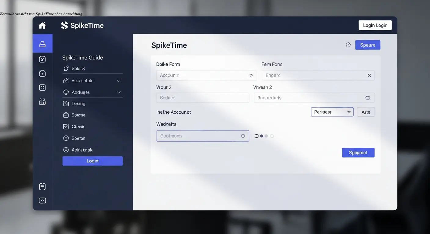 Formularansicht von SpikeTime ohne Anmeldung