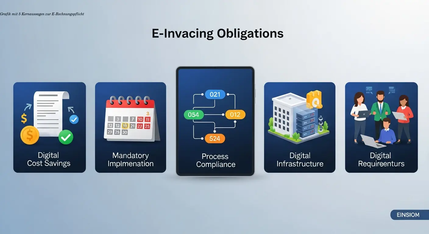 Grafik mit 5 Kernaussagen zur E-Rechnungspflicht