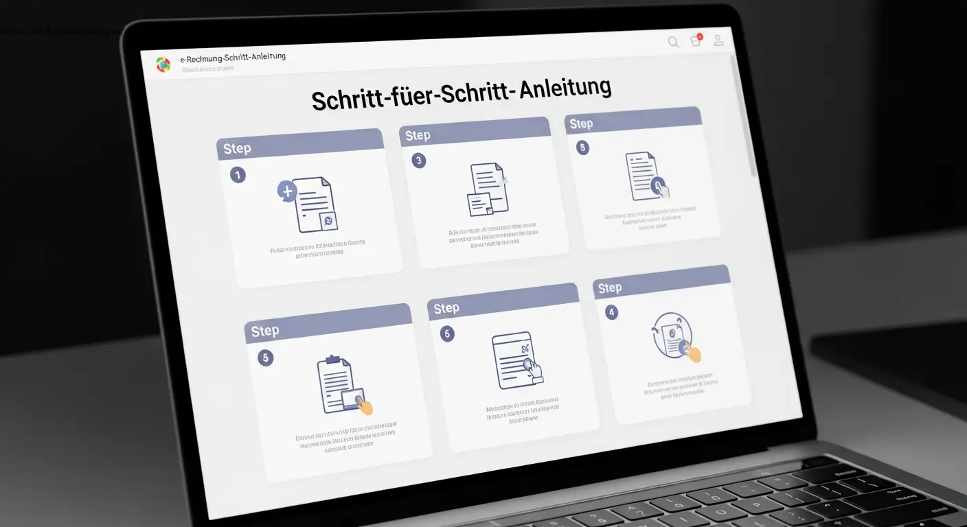 Schritt-fuer-Schritt-Anleitung auf einem Laptop-Bildschirm