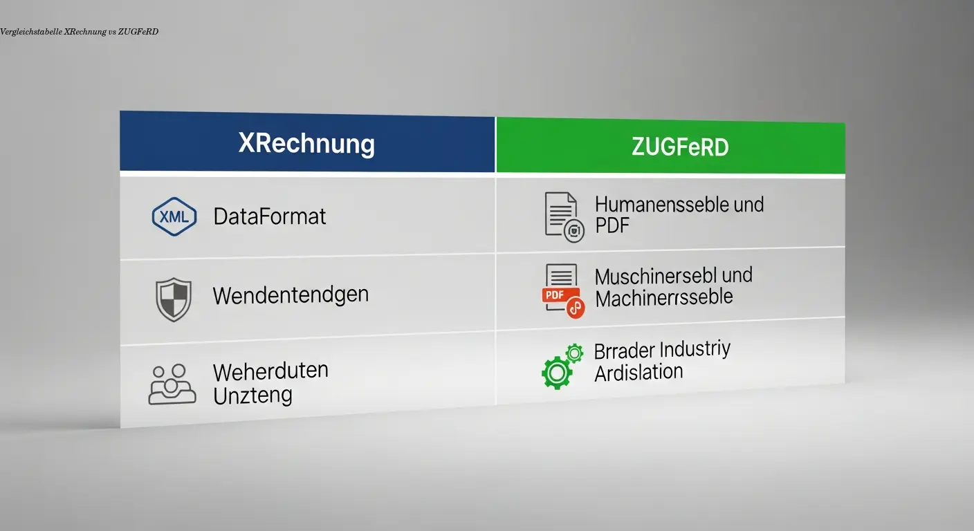 Vergleichstabelle XRechnung vs ZUGFeRD