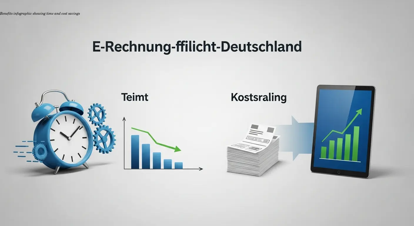 Benefits infographic showing time and cost savings