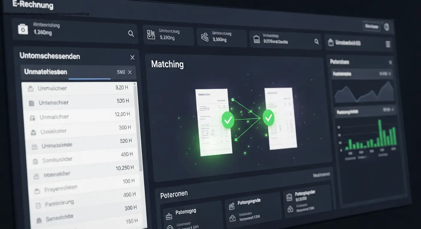 System screenshot showing automated invoice matching