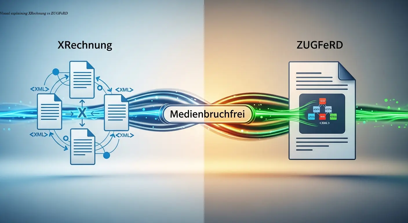 Visual explaining XRechnung vs ZUGFeRD