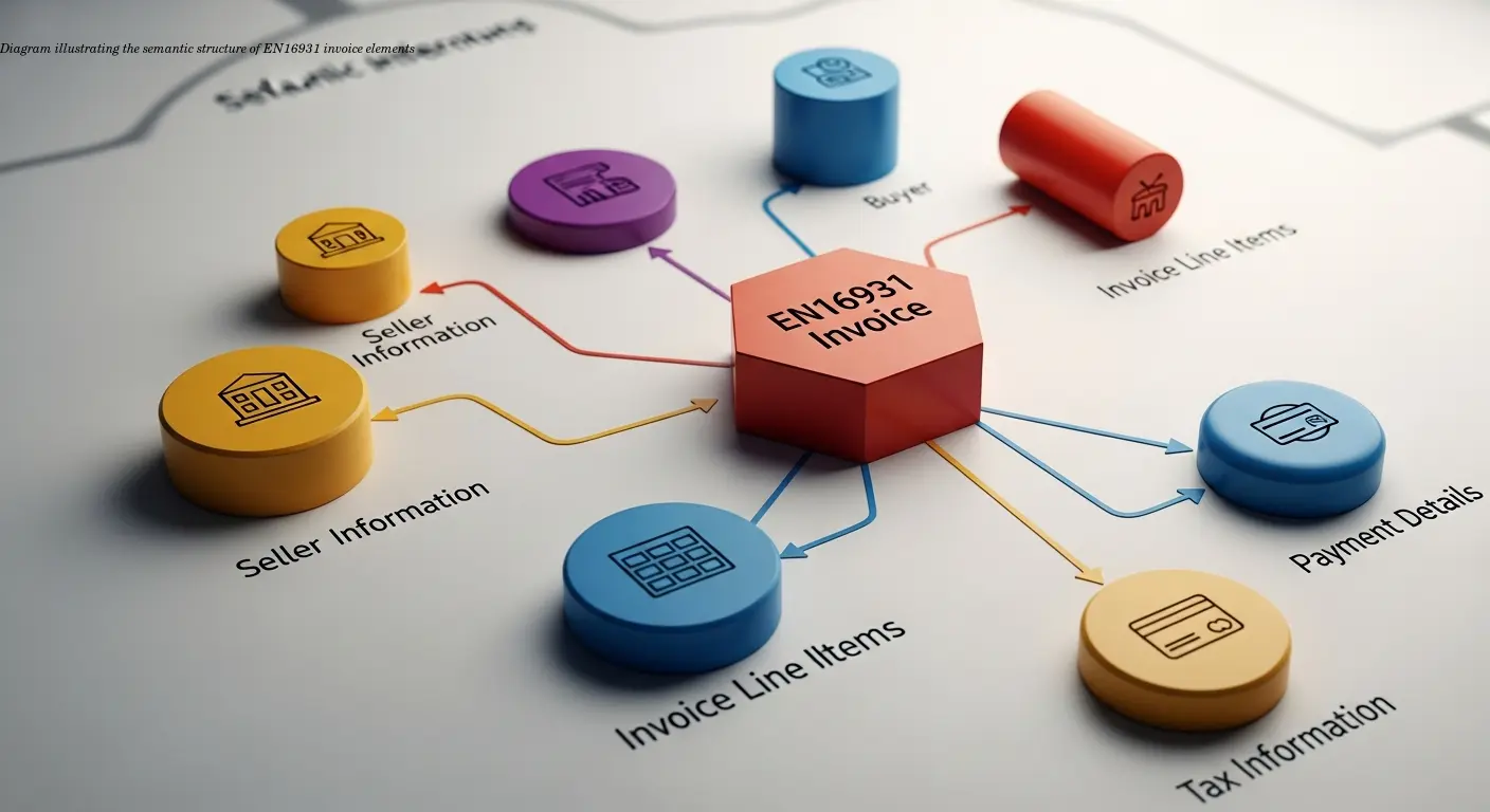 Diagram illustrating the semantic structure of EN16931 invoice elements