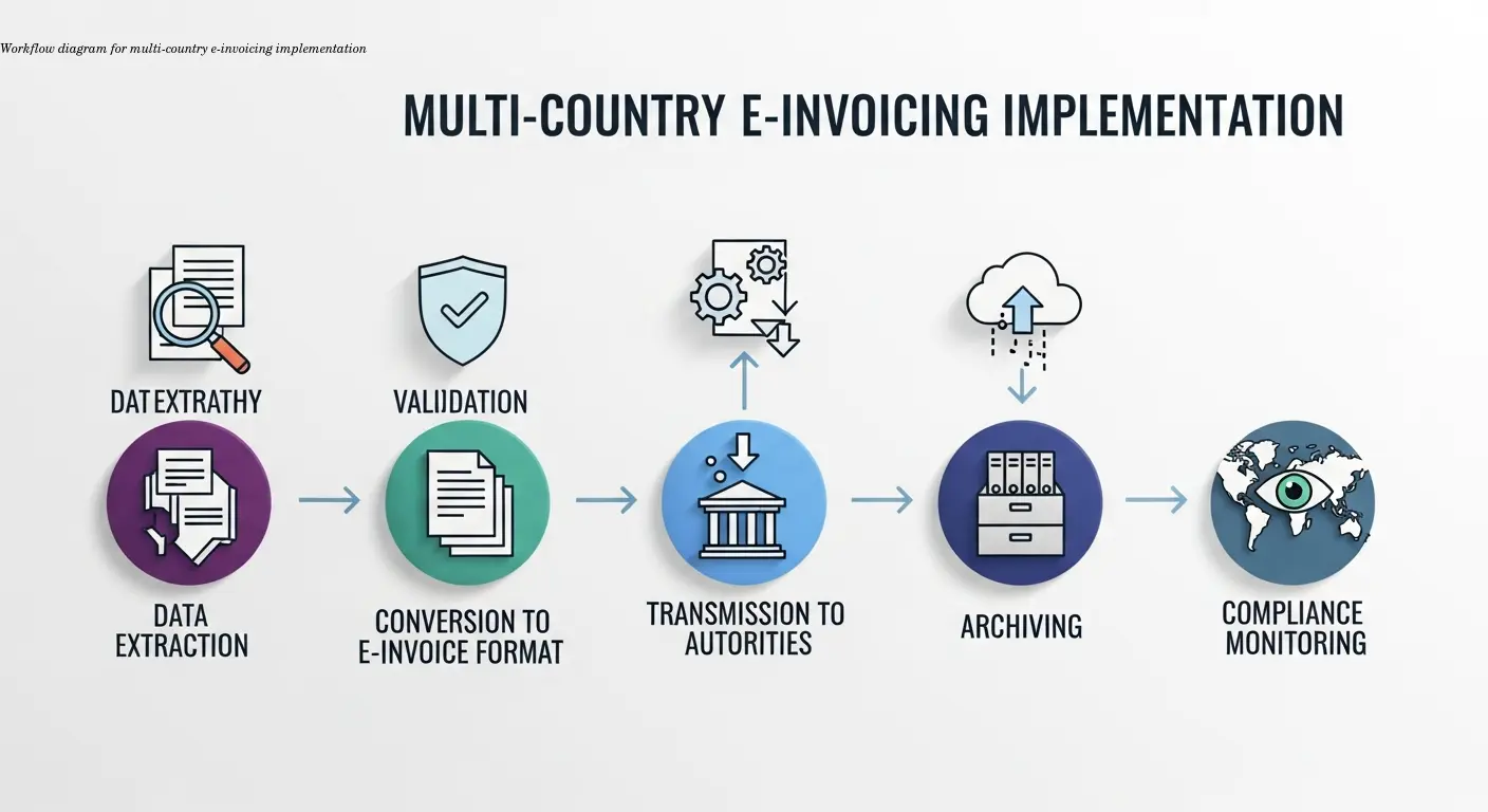 Workflow diagram for multi-country e-invoicing implementation