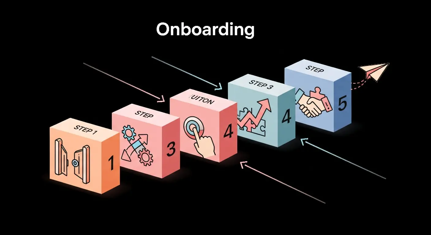 Flowchart of the five onboarding steps