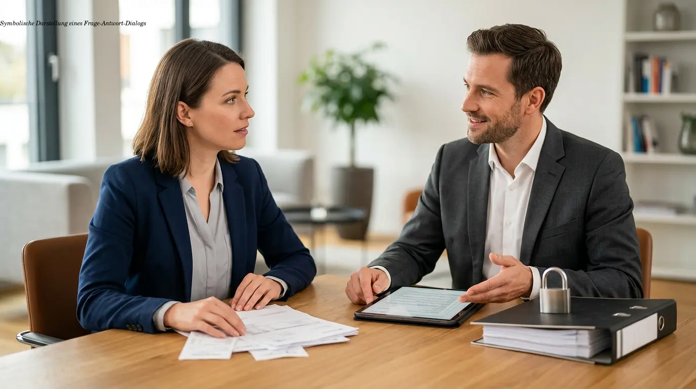 Symbolische Darstellung eines Frage-Antwort-Dialogs