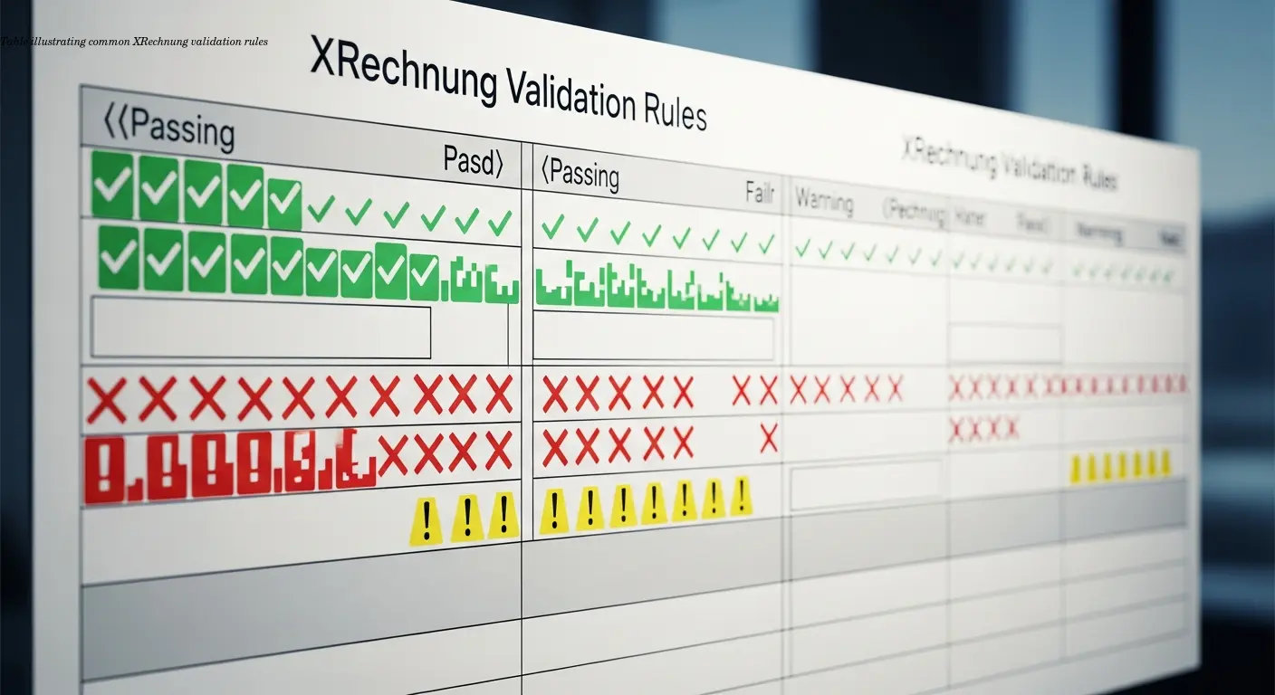 Table illustrating common XRechnung validation rules