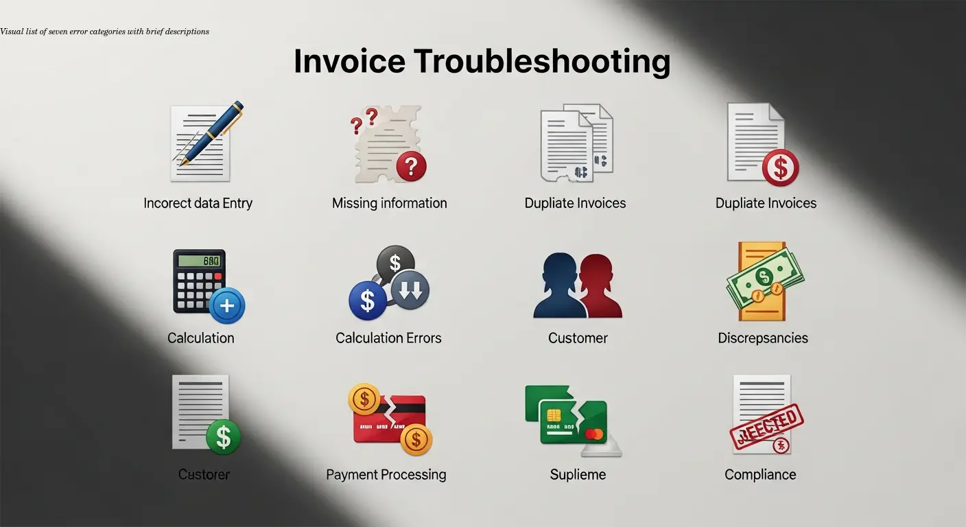 Visual list of seven error categories with brief descriptions