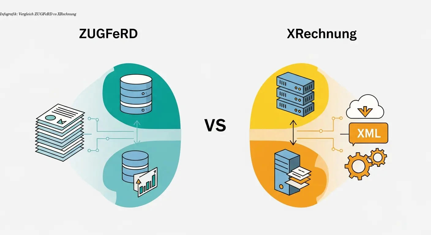 Infografik: Vergleich ZUGFeRD vs XRechnung